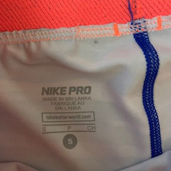 Nike Capri Crop Pro Fit Striped Athletic Leggings Womens Small Black Blue Active - Picture 8 of 12